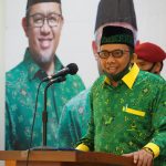 Ketua Umum DPD PUI Kota Bogor, Nur Ihsan Zaidi memberi sambutan disela kegiatan Pembekalan dan Pelantikan DPD PUI Kota Bogor Provinsi Jawa Barat Periode 2020-2025. (foto: humas PUI)