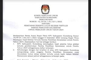 KPU Sumedang Tetapkan Peserta Lulus Seleksi Tertulis Calon PPK untuk Pemilu 2024
